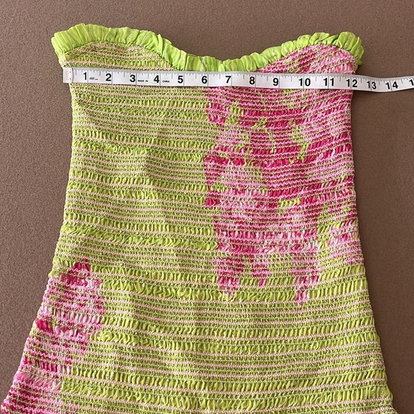 Rococo Sand Leia Bodysuit - Stretchy Smocked- green/pink - XS - Picture 9 of 11